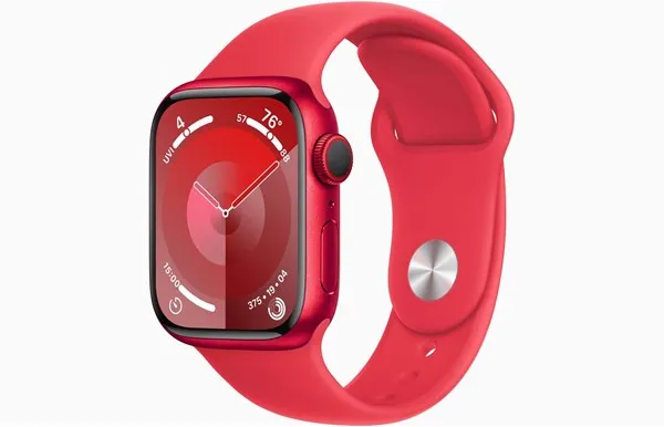 Apple Watch Series 9 GPS + Cellular 41mm - (PRODUCT)RED Aluminiumkasse med Sportsrem (PRODUCT)RED - S/M